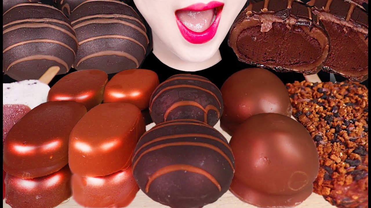 ASMR Chocolate Mochi Ice Cream 초코 모찌 아이스크림 먹방 Mukbang, Eating