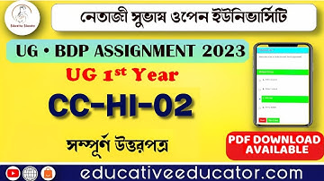NSOU ASSIGNMENT ANSWER CC HI 2  • DOWNLOAD PDF #nsou #assignment #nsoubdpexam #nsouug #assignments