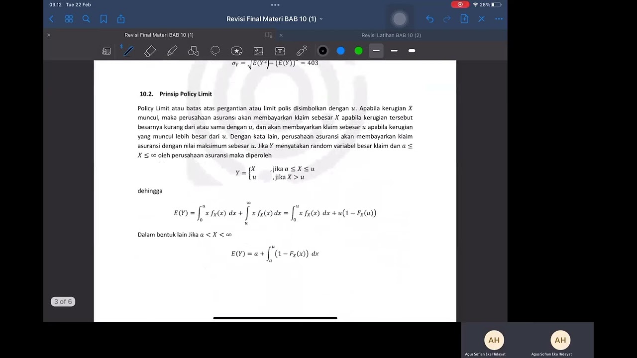 Modul Pembelajaran Statistika untuk Asuransi -  Policy Limit dan Deductible