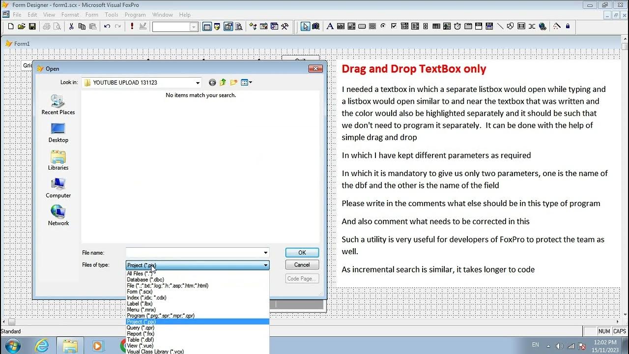 VFP9 Drag & Drop Textbox usefull tools/technique with increametal