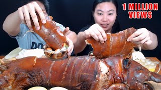 WHOLE LECHON BABOY MUKBANG with VERY CRISPY SKIN collab with @kinglymhar