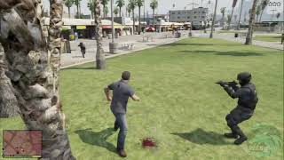 stop the cops because they destroyed the vending machine glitch GTA V