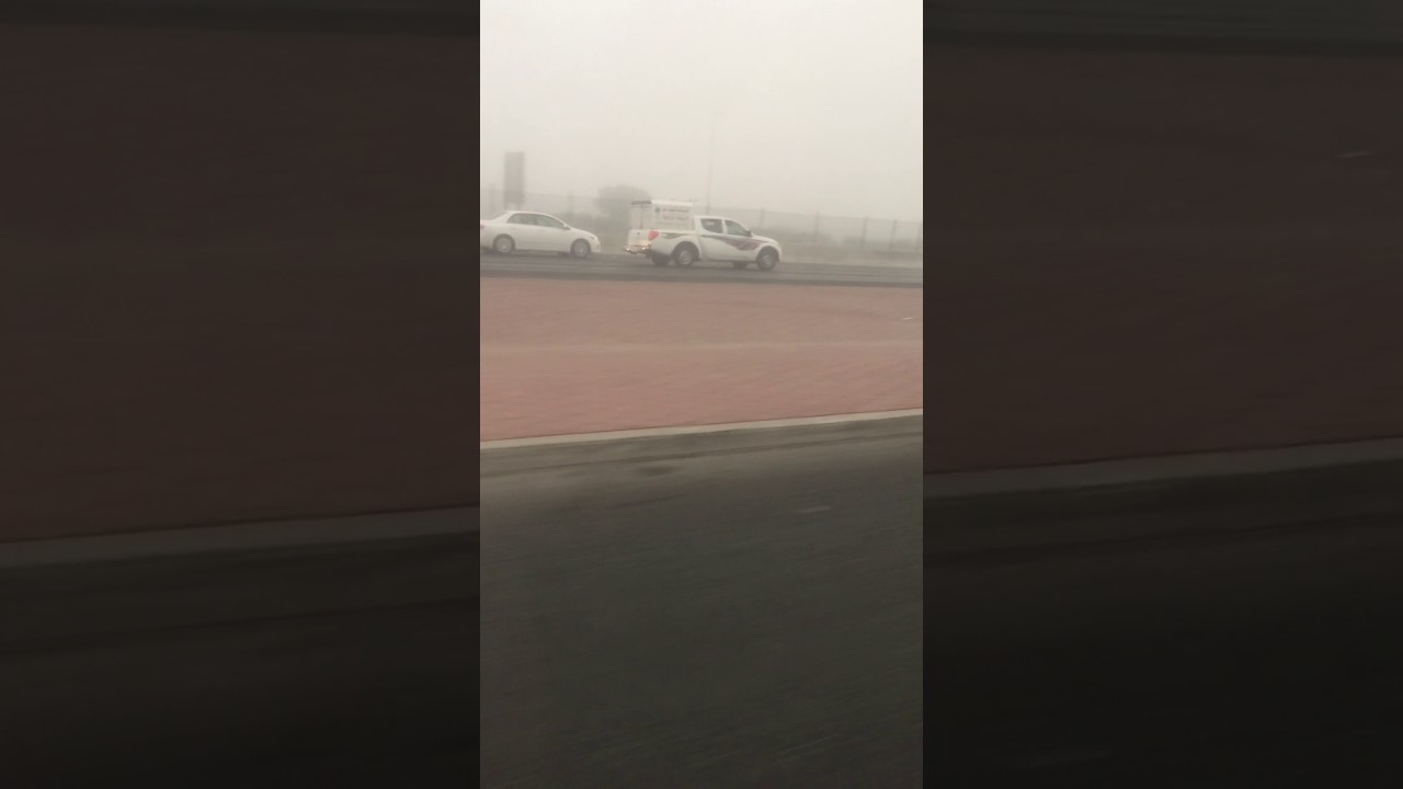 Today's morning in Kuwait at winter season roads blocked with fog & mist