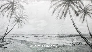 How to Draw a Beach Landscape with Pencil