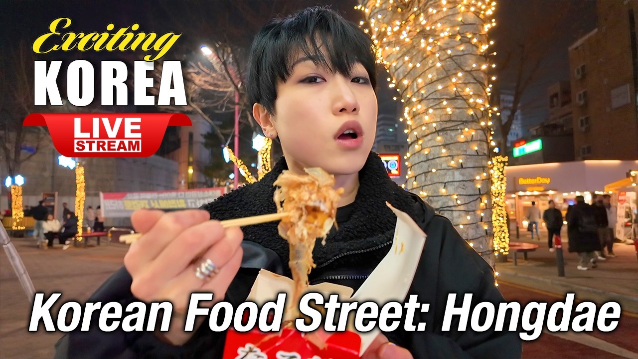 Live Korea Travel 🔴 Walking Tour Seoul | Hongdae Night Street:Korean Food Street | Korea Tour Vlog