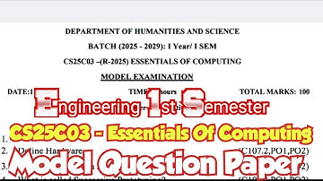 CS25C03|Essentials of Computing|Important Questions|with model question paper|engineering King|