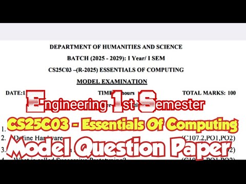 CS25C03|Essentials of Computing|Important Questions|with model question paper|engineering King|