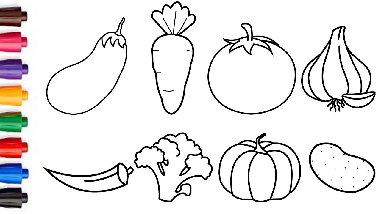 Colored Doodle Fruits Vegetables Vector Sketch Stock Vector (Royalty Free)  569962990 | Shutterstock