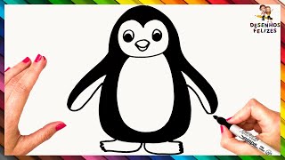 Como Desenhar Um Pinguim Passo A Passo  Desenhar Pinguim Fácil