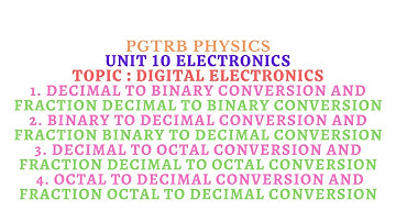 PGTRB PHYSICS - UNIT 10 ELECTRONICS - DIGITAL ELECTRONICS