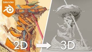 Mandarin Wukong | 3d sculpting from 2d concept art | Process Timelapse