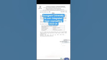 Gurugram University M.com (Integrated) open counselling #admissions #study #education