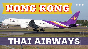 Thai Airways Boeing 777 landing at Hong Kong Airport (3rd Runway)