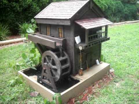 Hand made Grist Mill with working water wheel - YouTube