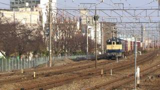 高速貨物列車73レ EF65-1129+コキ 東淀川駅