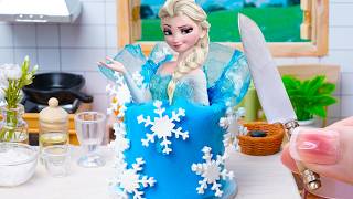 Elsa Snowflake Princess Cake ❄️💙 | Satisfying Mini Cake Decorating