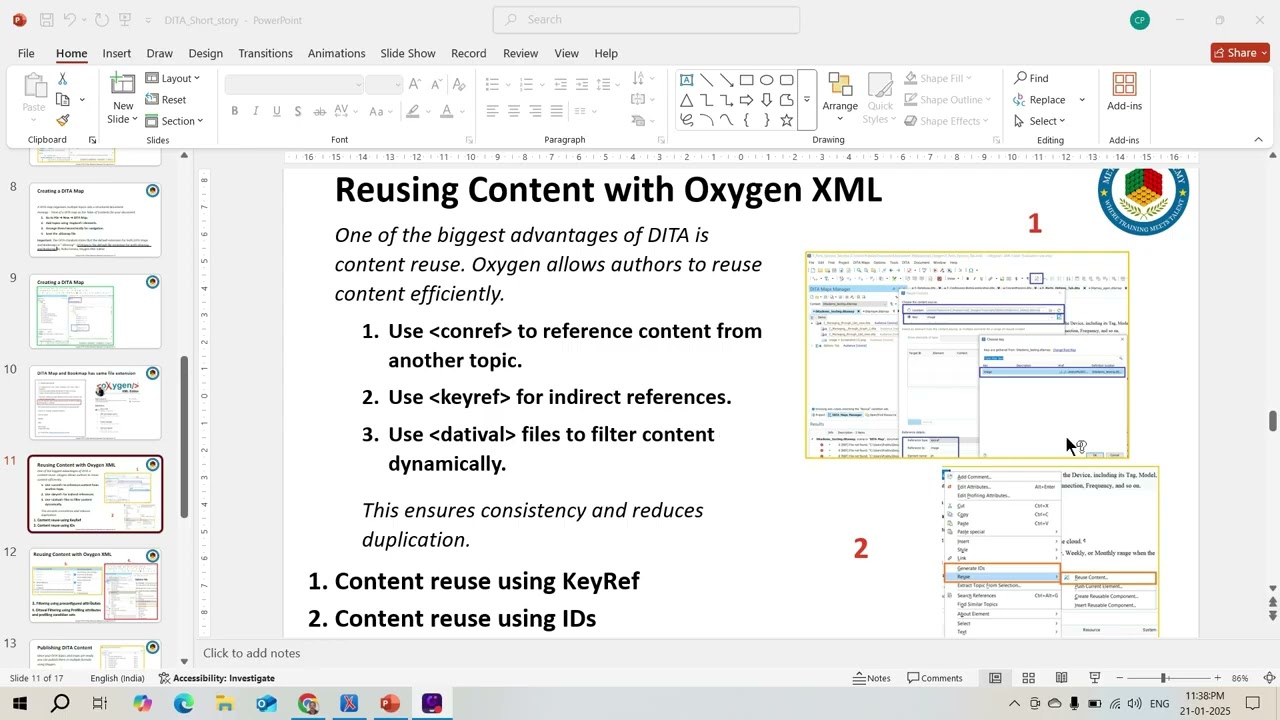 Sample Overview of Dita authoring using OxygenXML
