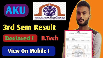 Aryabhatta Knowledge University Patna B Tech 3rd Semester Result Declared ! AKU Result Declared