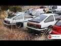 Two Toyota AE86's (Levin & Trueno) in a Junkyard