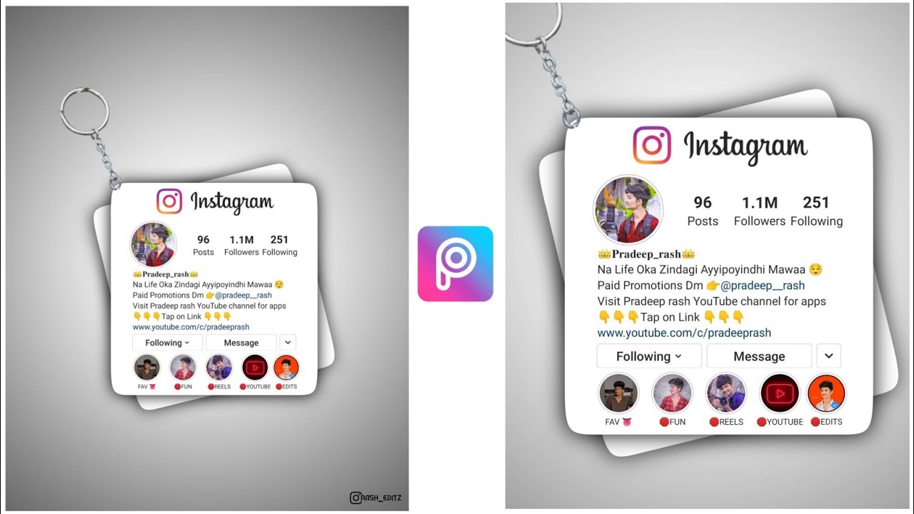 INSTAGRAM KEY CHAIN PHOTO EDITING 2021 | MOBILE PHOTO EDITING | 1M INSTAGRAM FOLLOWER EDITING TELUGU