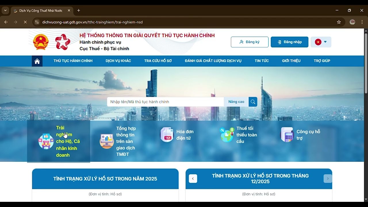 Trải nghiệm cổng dịch vụ dành cho cá nhân, hộ kinh doanh
