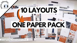 10 Scrapbook Layouts from 1 Paper Pack | Masculine Layouts | Hey Handsome