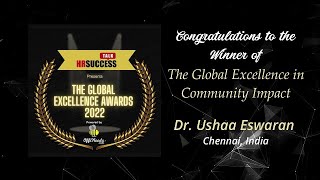 Dr.  Ushaa Eswaran - Winner of "The Global Excellence in Community Impact Awards"July 2022 Net Worth
