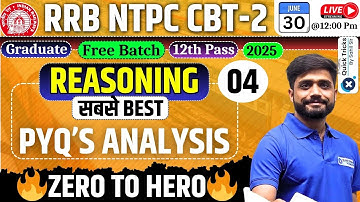 RRB NTPC CBT-2 | NTPC Reasoning PYQ Analysis |Reasoning Previous Year Paper Analysis| by Lakshay sir