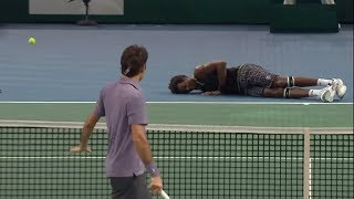 Roger Federer - DROPPING PLAYERS On The FLOOR (No Mercy)