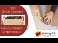 Have perfect corners on cartonnage, bookbinding and scrapbook projects using corner miter tools