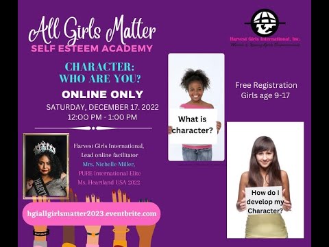 All Girls Matter Self Esteem Academy:  December 2022 Character-Who Are You?