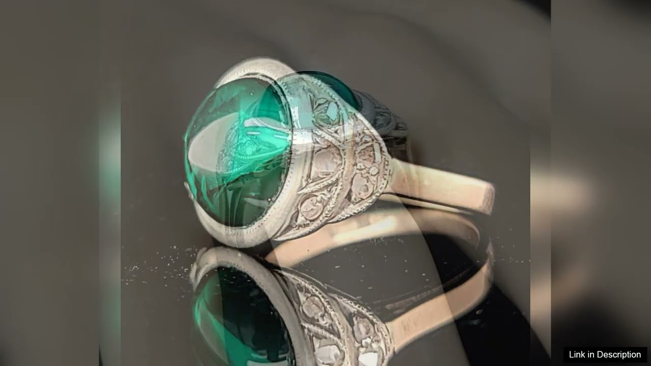 4.02ct. Georgian emerald ring rose cut diamond 14k & silver circ Review