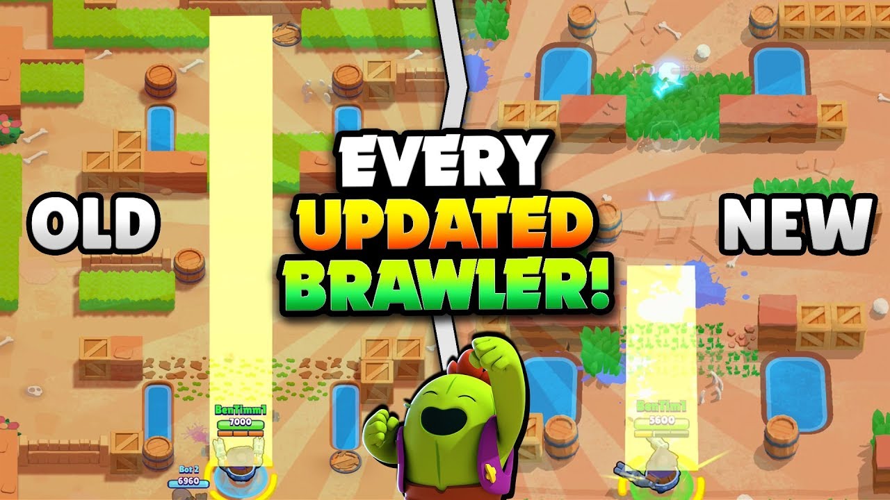 Before Update After Update Every Updated Brawler Brawl Stars New Brawler Update Changes Youtube