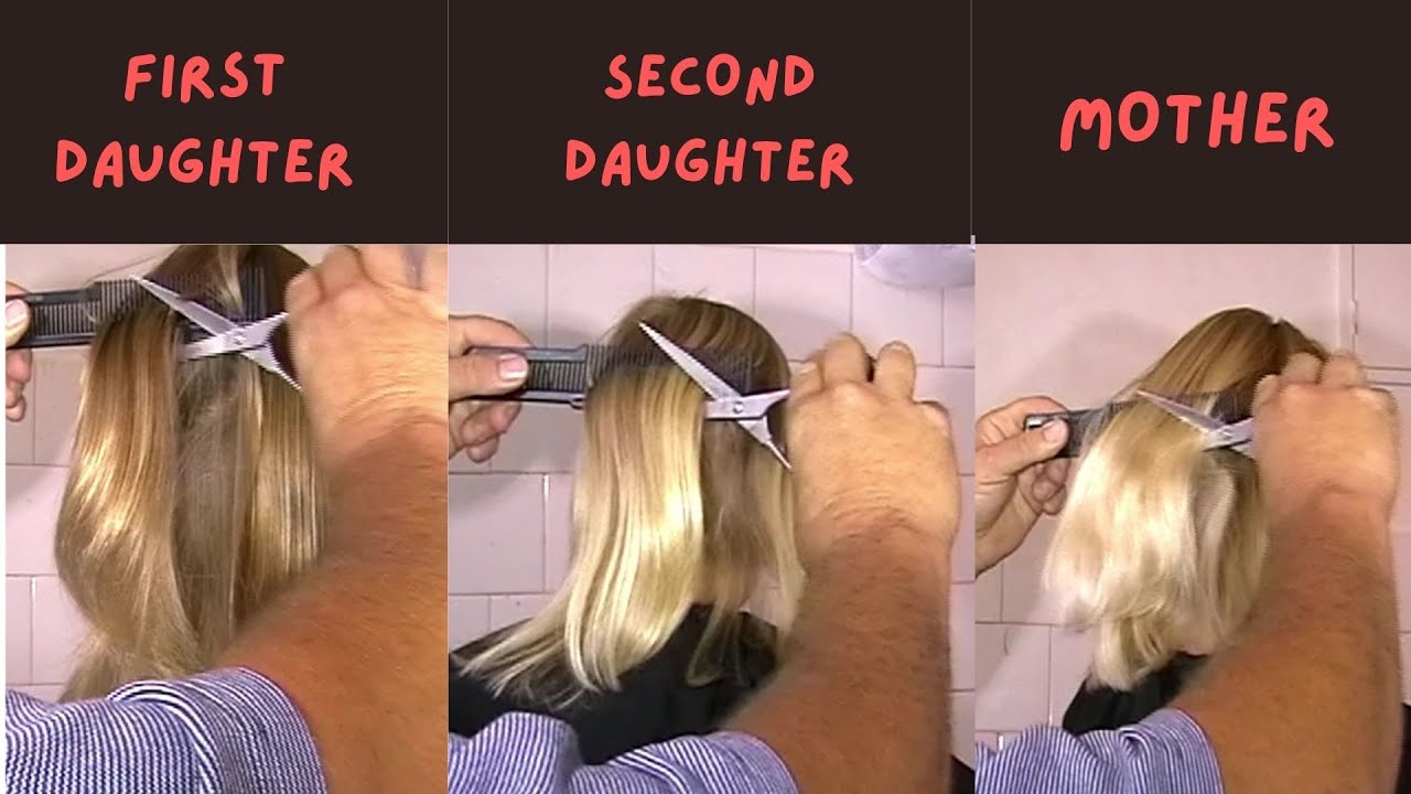 Blond mother and two young daughters cutting their long hair short #pixiehaircut #ladieshaircut