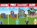 WATER SLIDE PARK HOUSE BUILD CHALLENGE - Minecraft Battle: NOOB vs PRO vs HACKER vs GOD / Animation