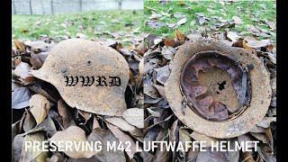 German helmet M42 Luftwaffe preservation.
