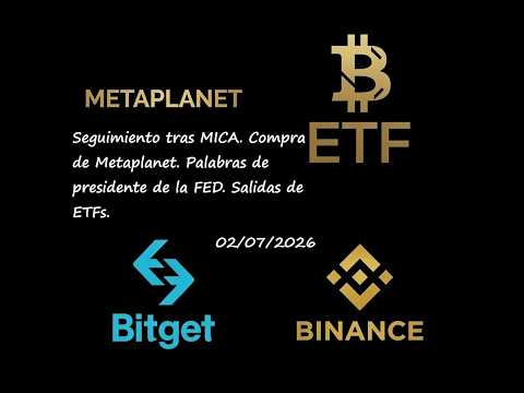 Seguimiento tras MICA. Compra de Metaplanet. Palabras de presidente de la FED. Salidas de ETFs.