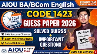 1423 guess paper BA 2026 | AIOU BA english guess paper | 1423 most important question for exam |aiou