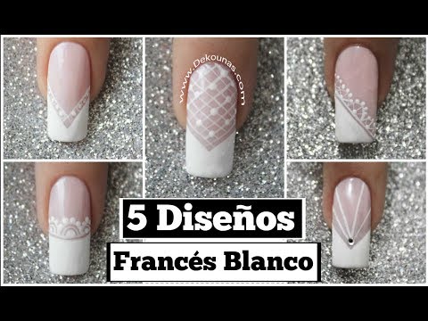 5 Diseños de uñas FACIL con francés blanco - 5 easy French nail art