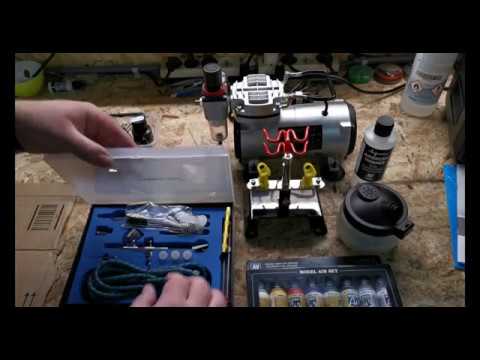 Unboxing Kit aerografo Timbertech con compressore d'aria ABPST05 - kit  airbrush  