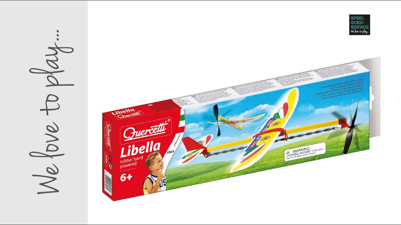 Planeur Quercetti Libella – Avion à Hélice élastique – Jusqu’à 50 Mètres – Dès 6 Ans