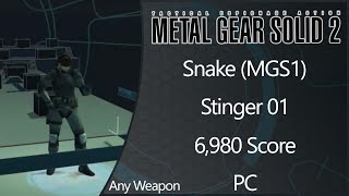 MGS2: Substance | PC | Snake (MGS1) | Weapon | Stinger | Level 01 | Any Weapon | 6980 Score