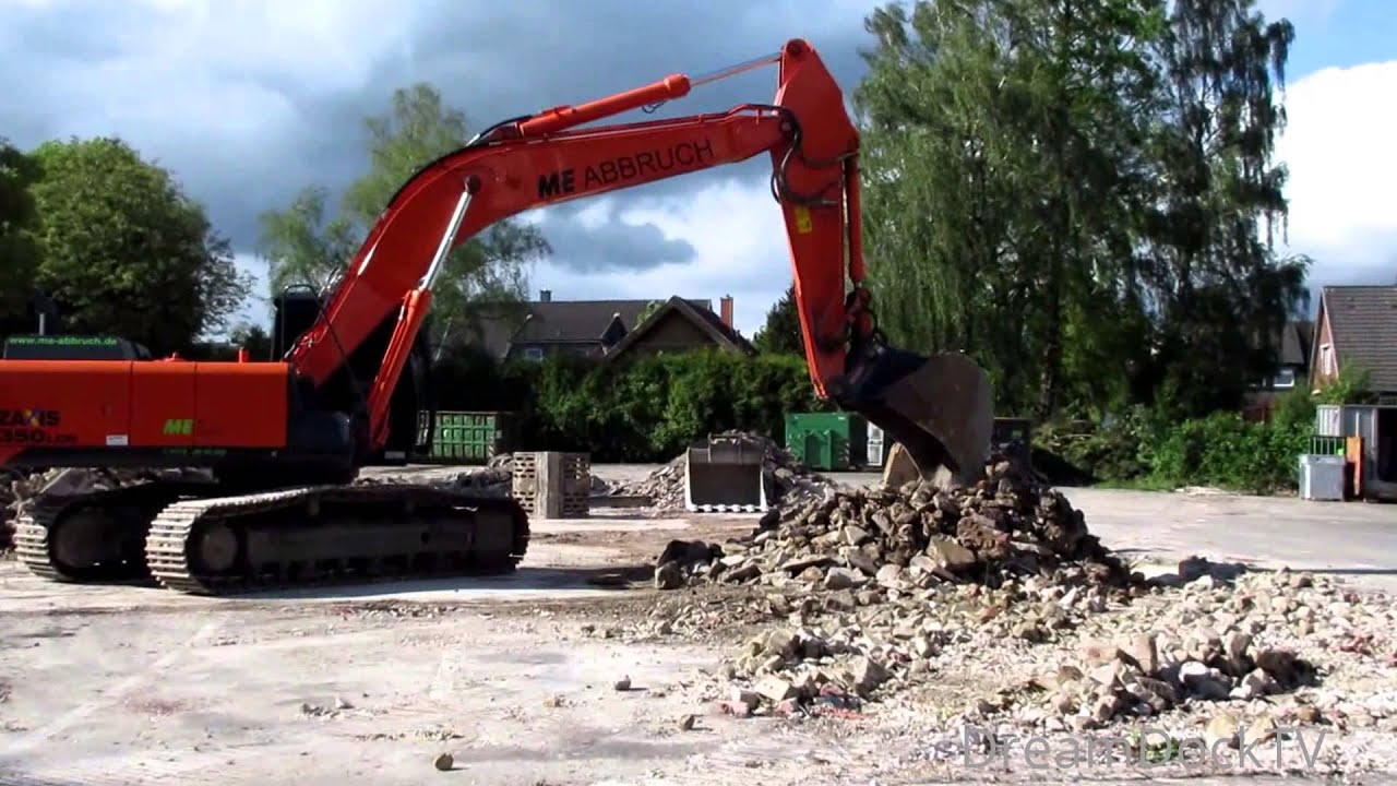 HITACHI ZAXIS 350 BAGGER VON ME ABBRUCH - YouTube