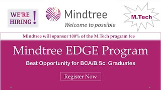 Mindtree EDGE Program | Mindtree is Hiring Fresher's | Best Opportunity for Graduates | StudyStool