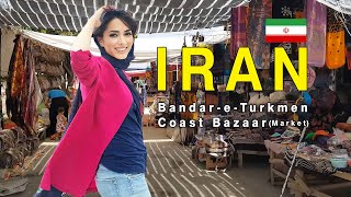 IRAN- walking in Bazaar, Bandar-e-Turkmen Beach Market- city tour 2022- Vlog