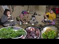 Buff dry meat  fiddlehead niguro recipe cooking  eating in nepali village style  village vlog