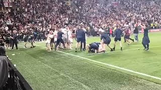 Conference League Final: West Ham PLAYERS AND FANS TOGETHER on the pitch