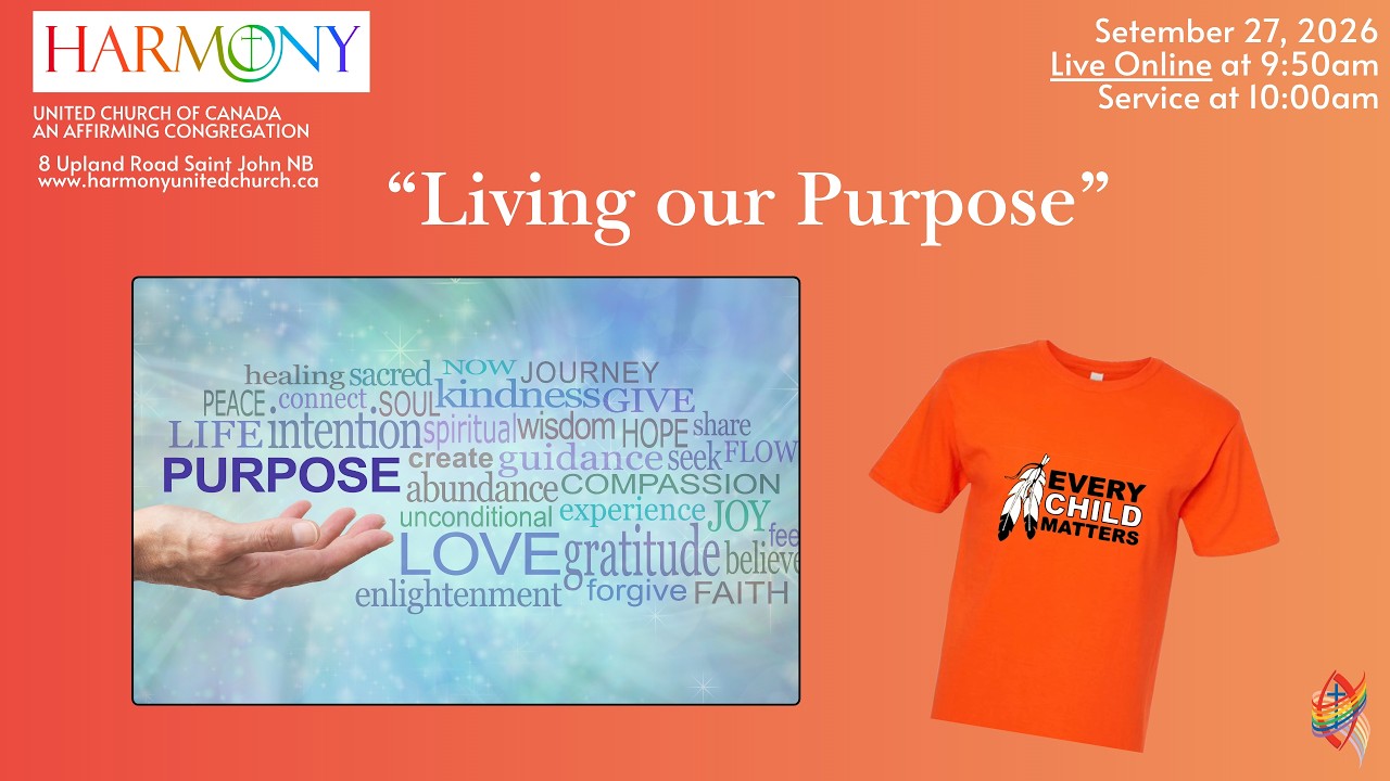 September 27, 2026 Worship Service Harmony United Church, Saint John, NB