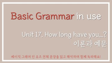 [기초영어회화] 베이직 그래머 인 유즈 Unit17 (How long have you...?) 이론과 예문