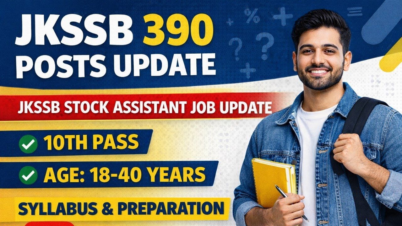 JKSSB Stock Assistant Posts 2026 | JKSSB Fresh Job Update | Syllabus For JKSSB Stock Assistant Exam